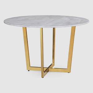 YT-055 european styl affordable luxury gold metal stainless steel frame 120cm white marble design top